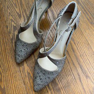 Jessica Simpson Accile Evening Rhinestone Heels - Size 8 - Champagne